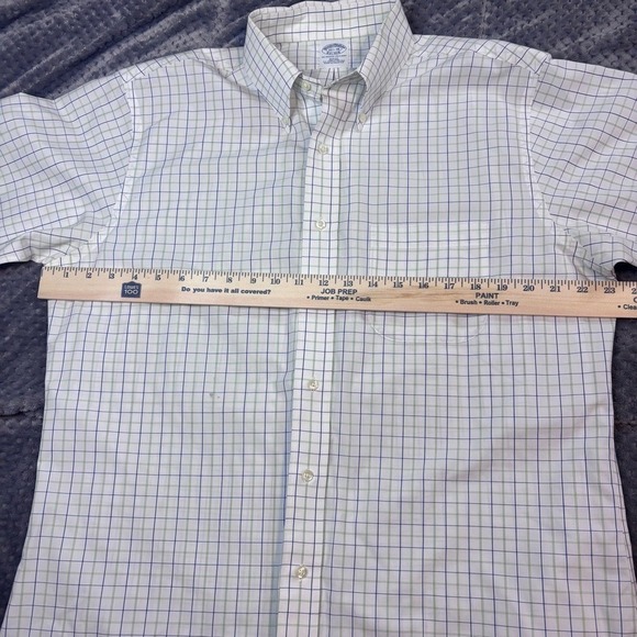Brooks Brothers Mens Slim Fit Supima Cotton Plaid Short Sleeve Shirt 165 - Picture 6 of 9